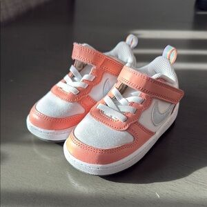 Kids White and Pink Nike Sneakers